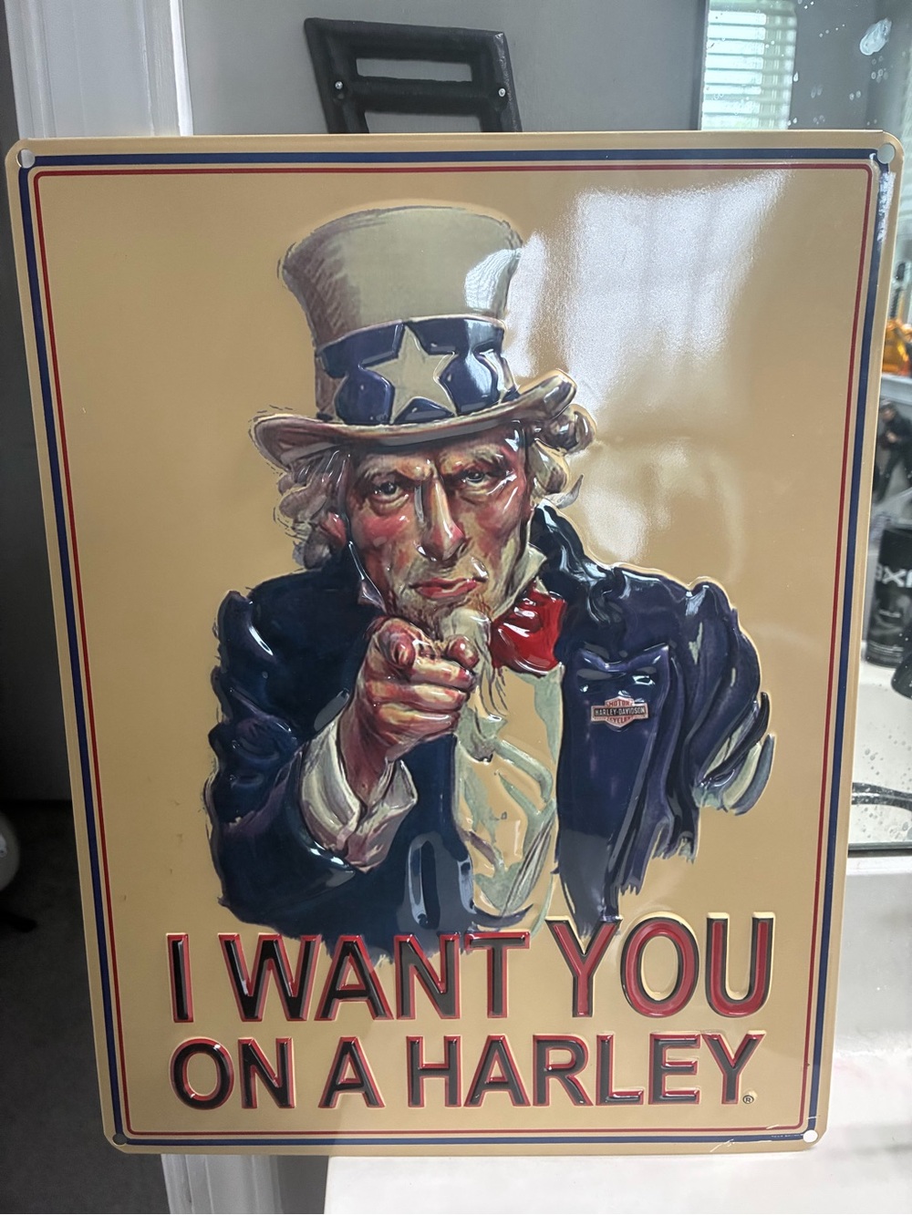Authentic 2009 Harley-Davidson "Uncle Sam" Embossed Metal Tin Sign